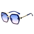 Gafas de sol oversize con lentes degradadas azules y patillas doradas caladas - Montura Azul Lentes Degradadas Azul Rosa