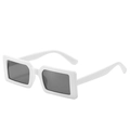 Trendy white rectangular sunglasses with dark grey lenses in a retro minimalist style - White Frame Gray Lens