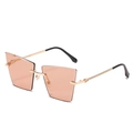 Lunettes de soleil œil-de-chat sans monture, verres or rose et branches torsadées - Monture Dorée Verres Champagne