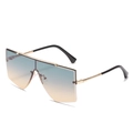 Lunettes de soleil carrées sans monture avec verres dégradés bleu à orange et cadre doré - Standard / Monture Or Verres Vert Jaune