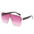 Occhiali da sole oversize con lenti rosa sfumate e stanghette nere con dettagli oro - Montatura Grande Quadrata / Montatura Oro Lenti Sfumate Viola