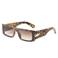 Retro square oversized tortoiseshell sunglasses with brown gradient lenses and gold cross - Tortoise Frame Tea Lens