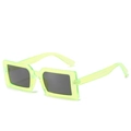 Fashionable rectangle sunglasses with translucent neon yellow frames and dark tinted lenses - Green Frame Grey Lens