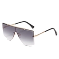 Lunettes de soleil carrées sans monture avec verres dégradés violets et monture dorée - Standard / Monture Dorée Verres Gris Dégradés