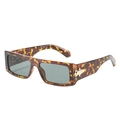 Retro rectangle tortoiseshell sunglasses with dark grey lenses and gold metal accents - Tortoise Frame Dark Green Lens