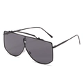 Occhiali da sole oversize in metallo nero con lente a maschera intera grigio scuro - Stile Oversize alla Moda / Montatura Nera Lente Nera
