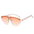 Frameless oversized sunglasses with orange gradient lenses and gold metal hardware - Ready Stock / Gold Frame with Orange Lenses