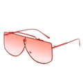Oversized One-Piece Sonnenbrille mit rotem Metallrahmen und rot-pinken Verlaufsgläsern - Fashion Oversized Stil / Roter Rahmen Rote Gläser