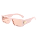 Flat top square sunglasses in soft pink with stylish gold metal decorative hinges - Pink Frame / Pink Lens