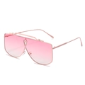 Trendige oversized Sonnenbrille mit pinkfarbenem Farbverlauf und Metallrahmen - Fashion Oversized Stil / Rosa Rahmen Rosa Linse