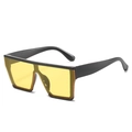 Modern black square frame sunglasses with transparent yellow lenses and orange accents - Black Frame Yellow Lens