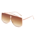 Occhiali da sole oversize oro rosa con lenti sfumate marroni e dettaglio barra superiore - Stile Oversize alla Moda / Montatura Oro Lenti Doppio Tè