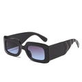 Lunettes de soleil rectangulaires noires avec verres dégradés bleu-violet et branches ondulées - Monture Noire Verres Gris Bleu