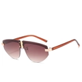 Frameless brown gradient lens sunglasses with orange translucent arms and gold hardware - Gold Frame Gradient Tea Lens