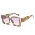 Chic square tortoise frame sunglasses with gradient lenses and gold temple accents - Standard Size / Purple Floral Frame Purple Pink Lenses