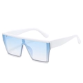 Classic oversized square sunglasses with white frames and blue gradient lenses - White Frame Gradient Blue