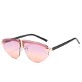 Rimless aviator sunglasses with pink orange gradient lenses and black temples - Ready Stock / Standard Gold Frame with Purple-Pink Lenses