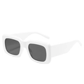 Retro square oversized white sunglasses with wide temples and dark grey lenses - White Frame Gray Lens