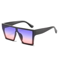 Chic oversized square sunglasses with black frame and purple-to-orange gradient lenses - Black Frame Purple Pink Lens