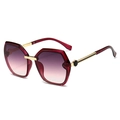 Gafas de sol geométricas cuadradas burdeos con lentes degradadas violetas de moda - Montura Rojo Vino Degradado Gris Té