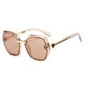 Gafas de sol cuadradas con montura ámbar miel transparente y patillas de metal dorado - Marco de Té Claro Lentes de Té Claro