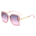 Oversize-Sonnenbrille mit rosa Verlaufsgläsern und goldenen Metallbügeln - Transparenter Rosa Rahmen Grau Rosa Verlauf
