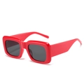 Retro oversized square sunglasses with a glossy red thick frame and dark grey lenses - Red Frame Grey Lens