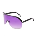 Oversized shield sunglasses with black frame and purple gradient lenses in 45-degree view - Black Frame Gradient Purple