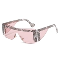 Oversized wrap sunglasses with pink lenses and classic check pattern frame - Patterned Frame Pink Lens