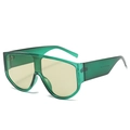 Oversized dark green translucent shield sunglasses with yellow tinted lenses - Standard Spec / Green Frame Yellow Lens
