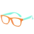 Children's anti-blue light glasses with bright orange frames and mint green temples - Orange Frame Green Legs