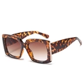 Square oversized tortoiseshell sunglasses with brown gradient lenses and gold accents - Standard Size / Yellow Floral Frame Double Tea Lens