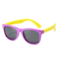 Polarized silicone sunglasses for kids featuring a purple frame and yellow temples - Standard (Inc. 13% VAT) Purple Frame Yellow Temples Grey Lenses / New Product Launch