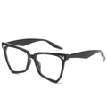 Occhiali anti luce blu cat-eye neri con eleganti rivetti a triangolo dorati - Montatura nero lucido