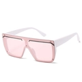 White frame oversized sunglasses with light pink lenses and silver rivets detail - White Frame Pink Lens