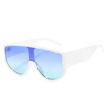 Oversized shield sunglasses with thick white frame and blue gradient lenses - Standard Spec / White Frame Gradient Blue