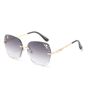 Fashionable rimless square sunglasses for women with purple gradient lenses and rhinestone floral details - Ready Stock / Regular (Includes 13% VAT) Gold Frame with Gradient Grey Lenses