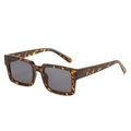Lunettes de soleil carrées classiques en écailles avec verres gris foncé rétro - Monture Léopard Verres Gris