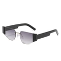 Modische randlose quadratische Sonnenbrille mit grauen Verlaufsgläsern und schwarzen Bügeln - Auf Lager / Standard-Sonnenbrille mit schwarzem Rahmen und doppelt grauen Gläsern
