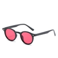 Lunettes de soleil rondes rétro avec monture noire et verres rose foncé avec protection UV400 - Monture Noire Verres Lie-de-vin