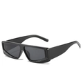 Oversize square sunglasses with black frame and crystal rhinestone bottom embellishment - Black Frame / Black Lens