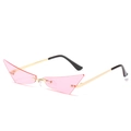 Gafas de sol cat eye con lentes rosas, patillas doradas y montura sin bordes - Montura Dorada Lentes Rosas