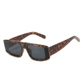 Retro rectangle sunglasses featuring thick frames with stylish red-brown leopard pattern - Leopard Frame Solid Gray