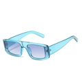 Trendy square sunglasses with a transparent blue frame and purple gradient lenses - Blue Frame Gradient Blue Lens