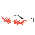 Lunettes de soleil flamme sans monture avec verres rouges et branches en métal doré - Monture Dorée Verres Rouges