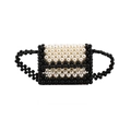 Handgefertigte Perlen Mini-Handtasche mit schwarz-weißem Kontrast und Retro-Perlenweberei - Weiß