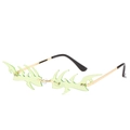 Lunettes de soleil flamme sans monture avec verres verts et branches dorées fines - Monture Or Vert