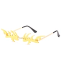 Lunettes de soleil flamme jaune sans monture punk avec branches en métal doré - Monture Dorée Verres Jaunes
