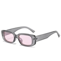 Occhiali da sole ovali retrò con montatura grigia e lenti viola chiaro - Montatura Grigia / Lenti Rosa
