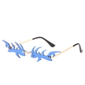 Lunettes de soleil flamme bleue sans monture avec cadre en métal doré de luxe - Monture Dorée Verres Bleus